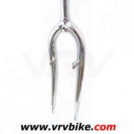 XXX - fourche VTT 26' rigide en acier tasseaux v brake silver pivot lisse headset 1' 240 mm