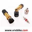 NO FLATS - valves tubeless SCHRADER gold ( 2 X ) + accessoires (interieur + cle) 